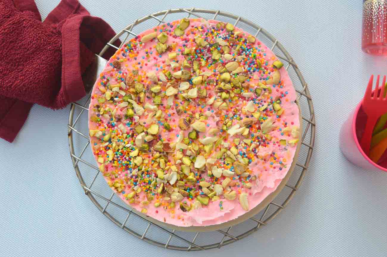 Homemade Rose Flavoured Ice Cream Cake recipe