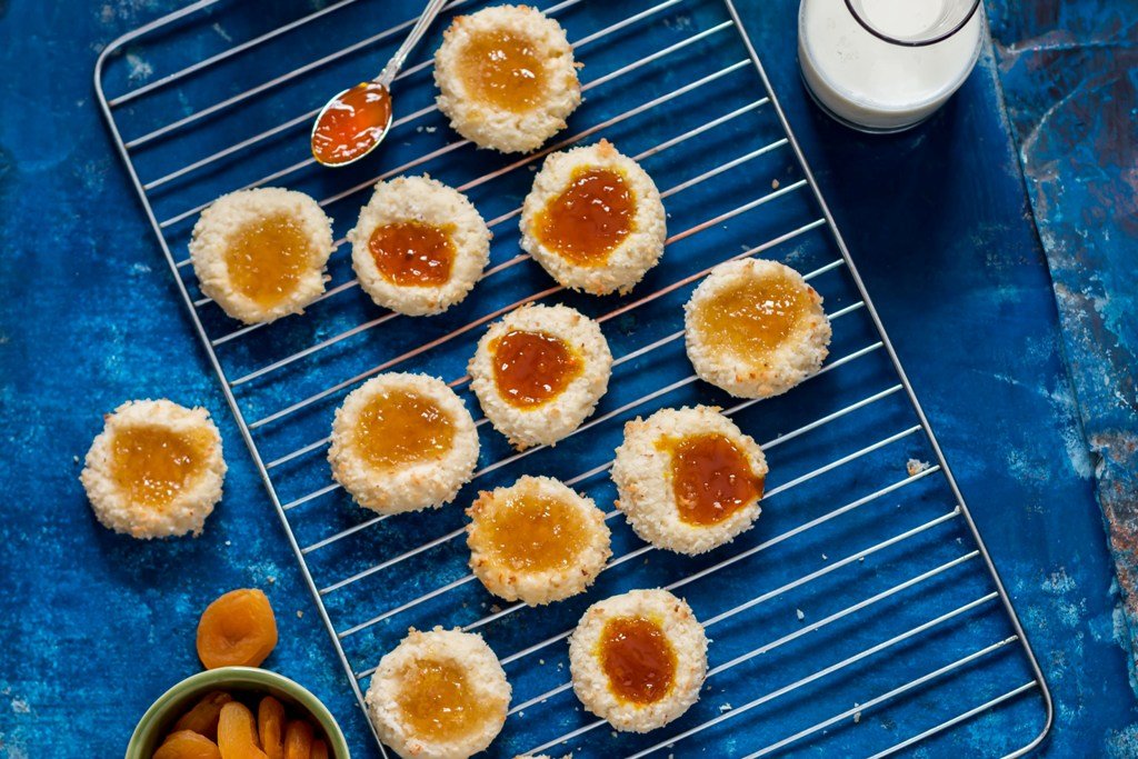 Coconut Thumbprint Cookies With Pineapple And Apricot Preserve Recipe Coconut Thumbprint Cookies With Pineapple And Apricot Preserve Recipe