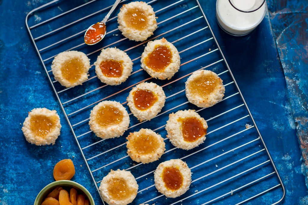 Coconut Thumbprint Cookies With Pineapple And Apricot Preserve Recipe