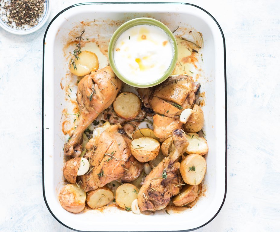 Lebanese Style Baked Chicken and Potatoes Recipe