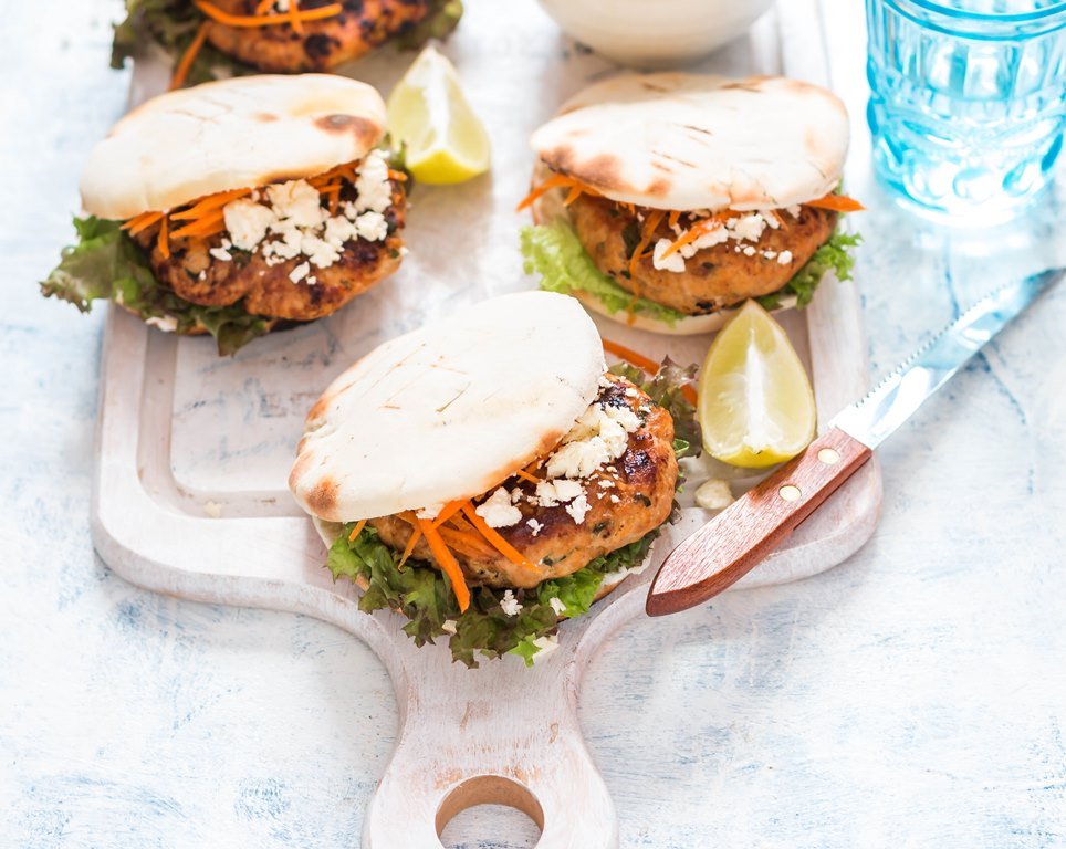 Moroccan Chicken Burgers With Feta And Carrot Recipe