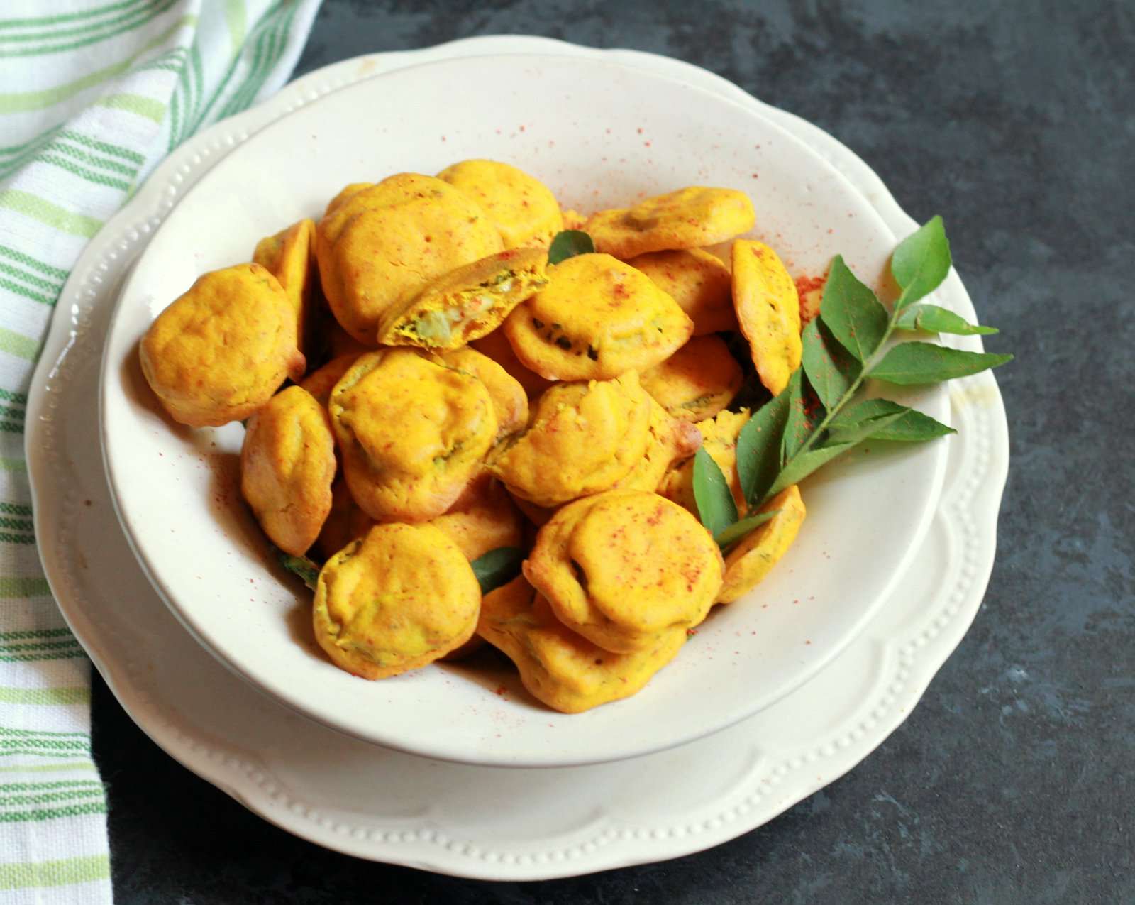 Baked Bitter Gourd Bhajji Recipe - Karela Fritters