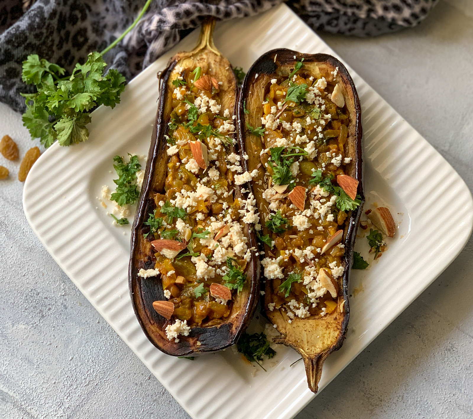 Moroccan Stuffed Roasted Eggplant Recipe by Archana's Kitchen