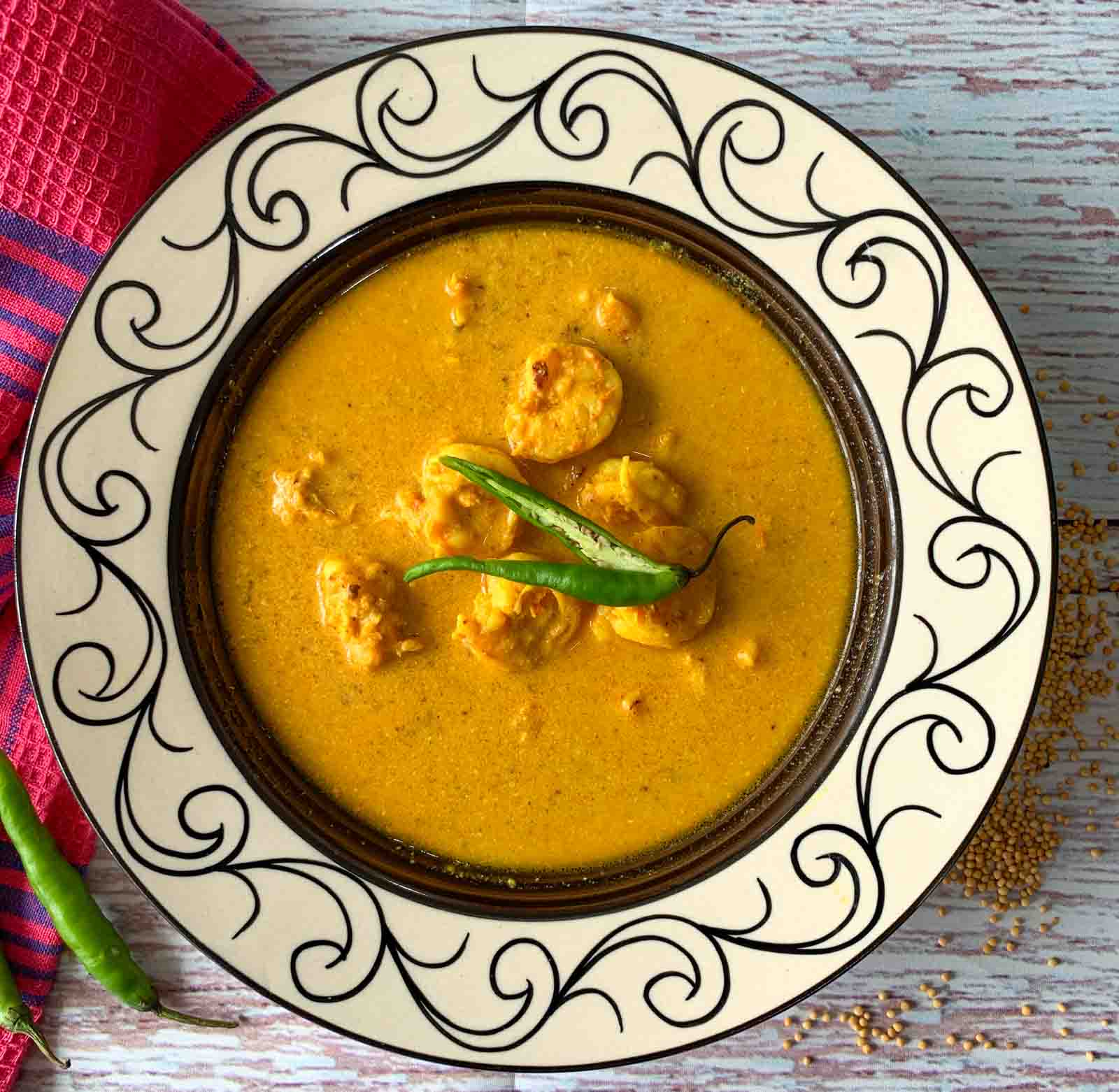 Doi Shorshe Chingri - Prawn Mustard Curry Recipe