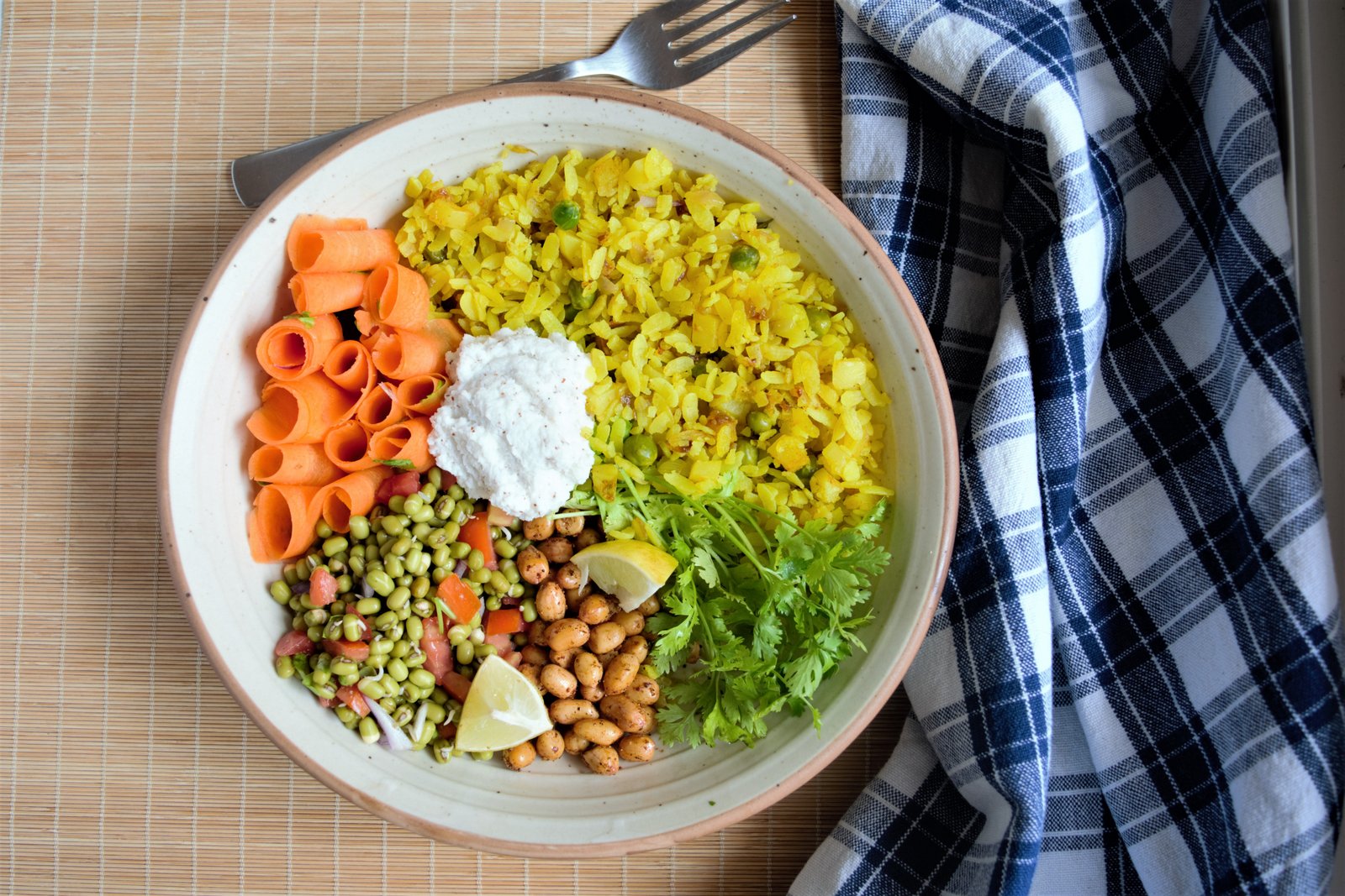 Poha Breakfast Bowl Recipe With Sprouts & Crunchy Peanuts