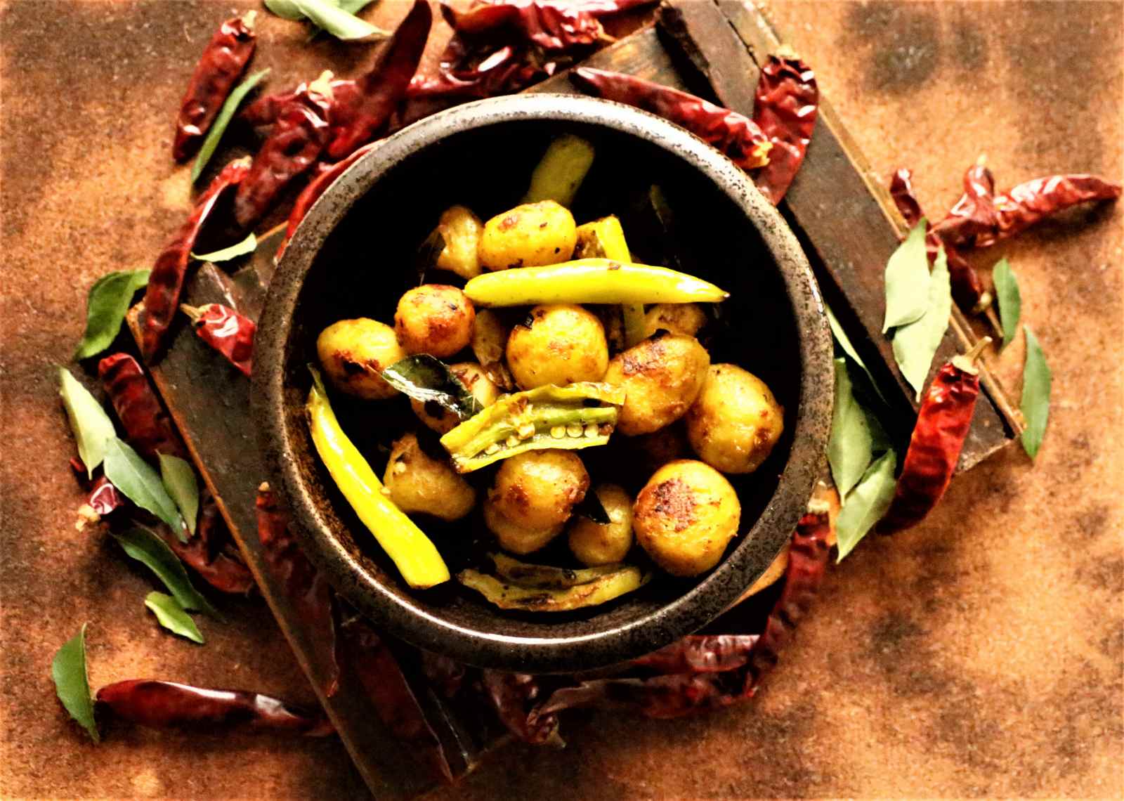 Bhaji Miligai And Baby Potato Fry Recipe