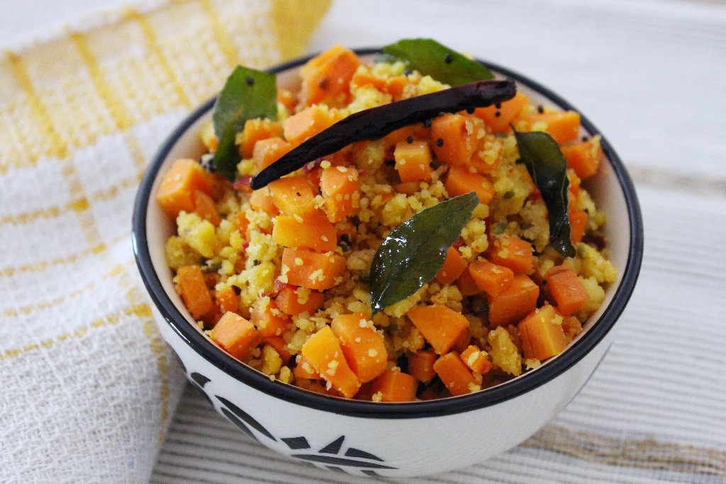 Carrot Paruppu Usili Recipe - Steamed Lentils Crumbled With Carrots