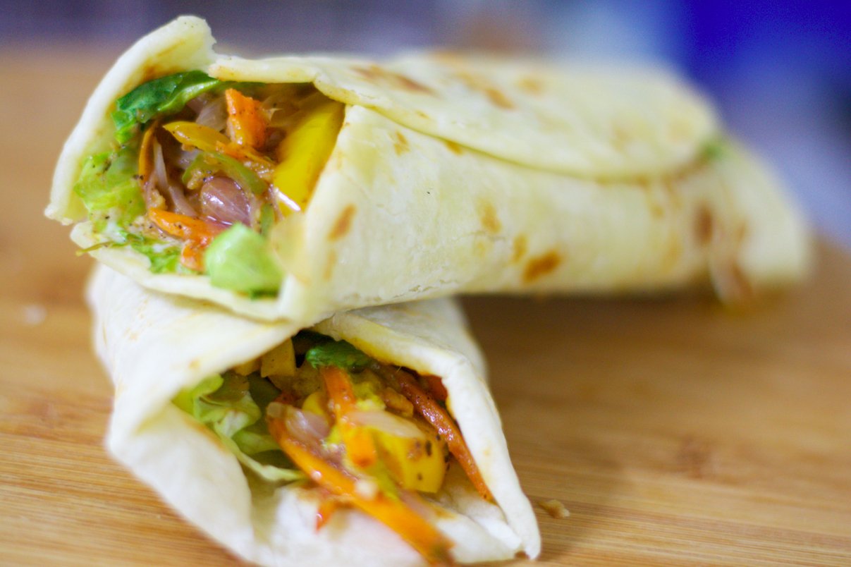 Fusion Wrap Recipe (Mixed Vegetables Wrapped In Tortilla)