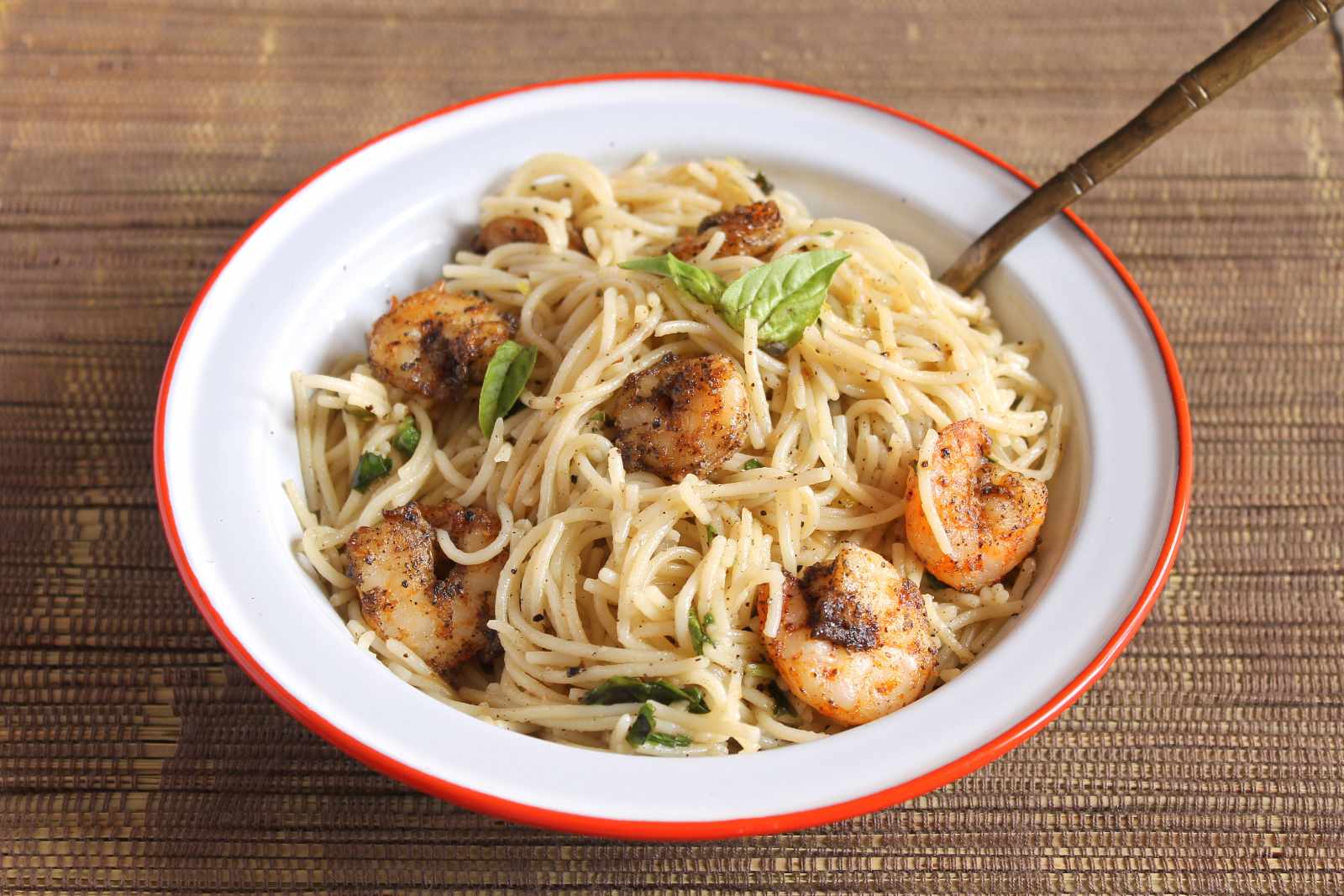 Lemony Pasta Recipe With Roasted Shrimps