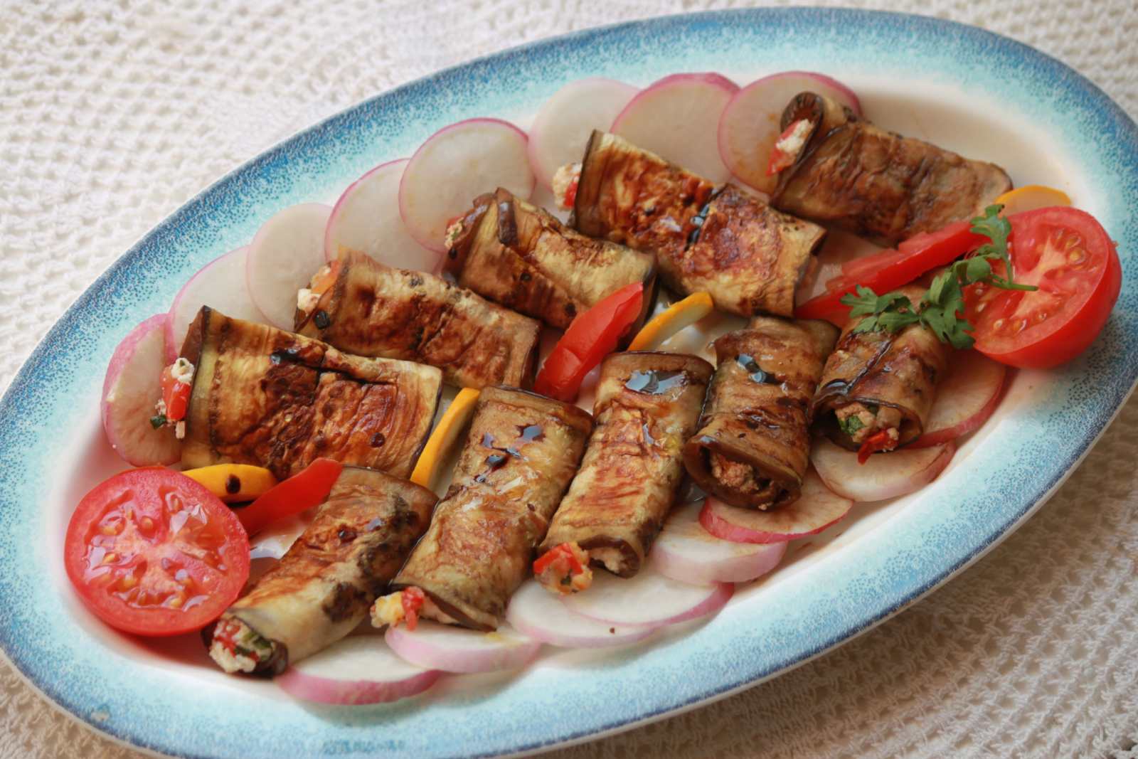 Balsamic Glazed Eggplant Feta Rollatini Recipe