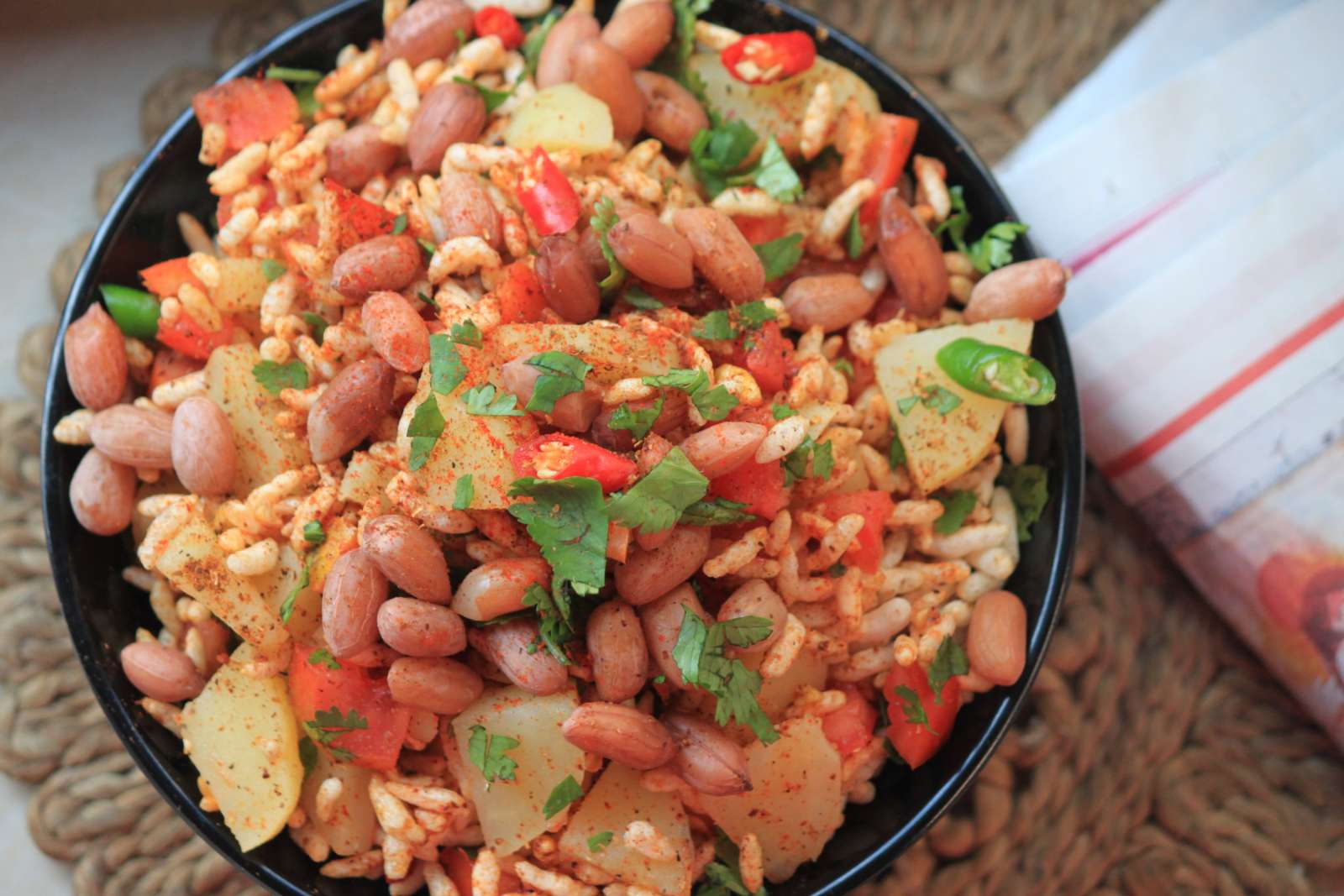 Sukha Bhel Recipe With Boiled Peanuts - Peanut Bhel Chaat