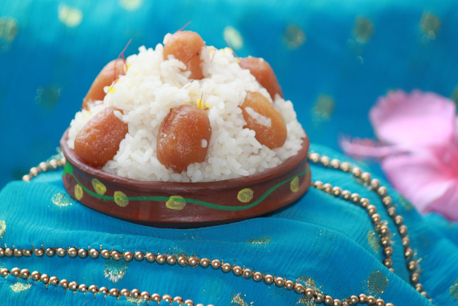 Indian Festive Sweet Rice And Jamun Bhog Recipe