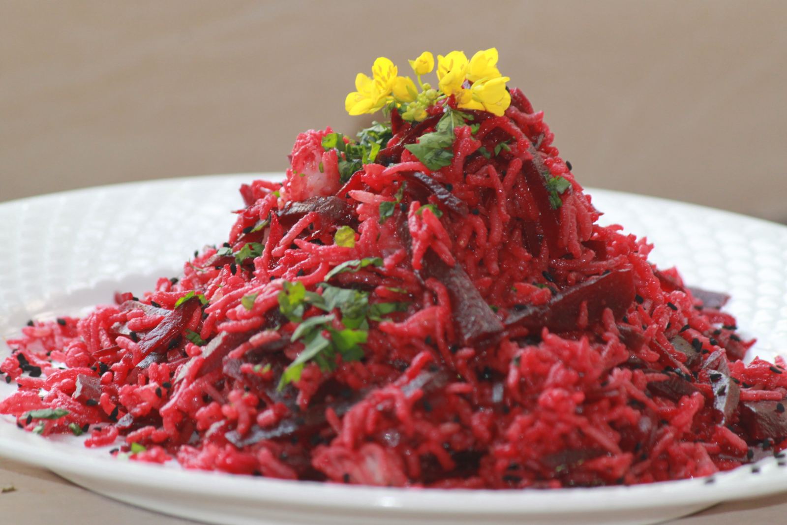 Nigella Seed Beetroot Rice Recipe