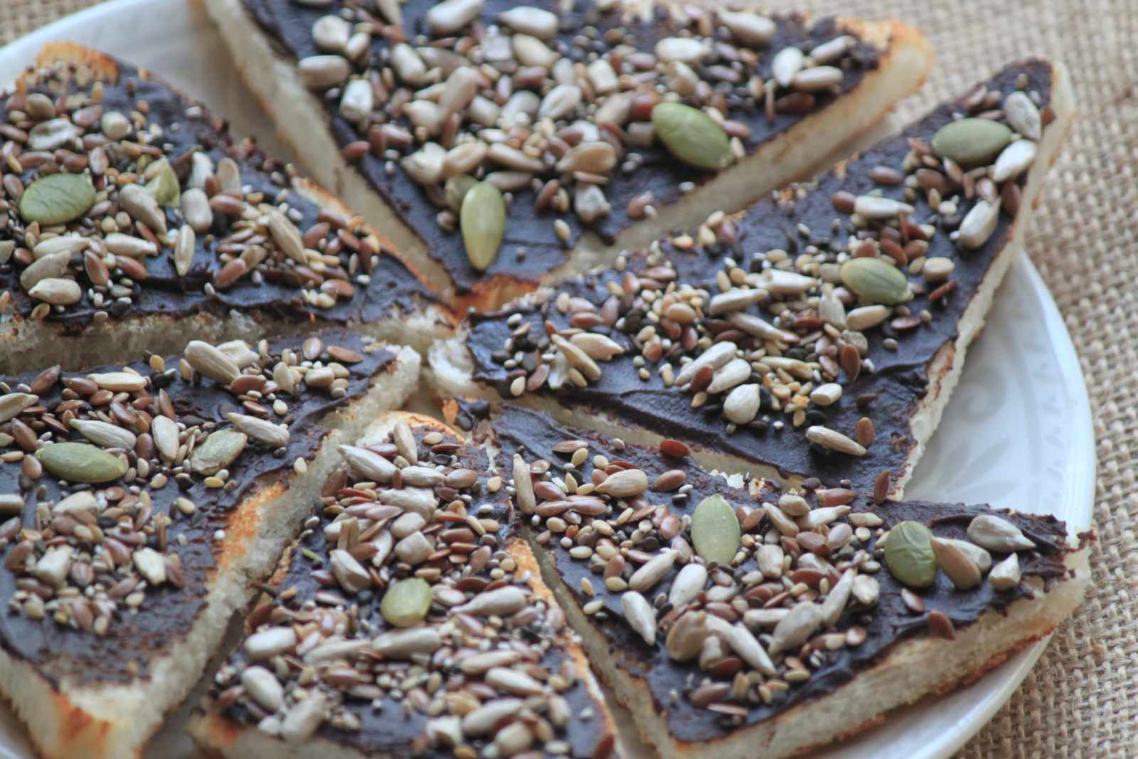 Chocolate Toast Recipe Topped With Pumpkin & Sunflower Seeds