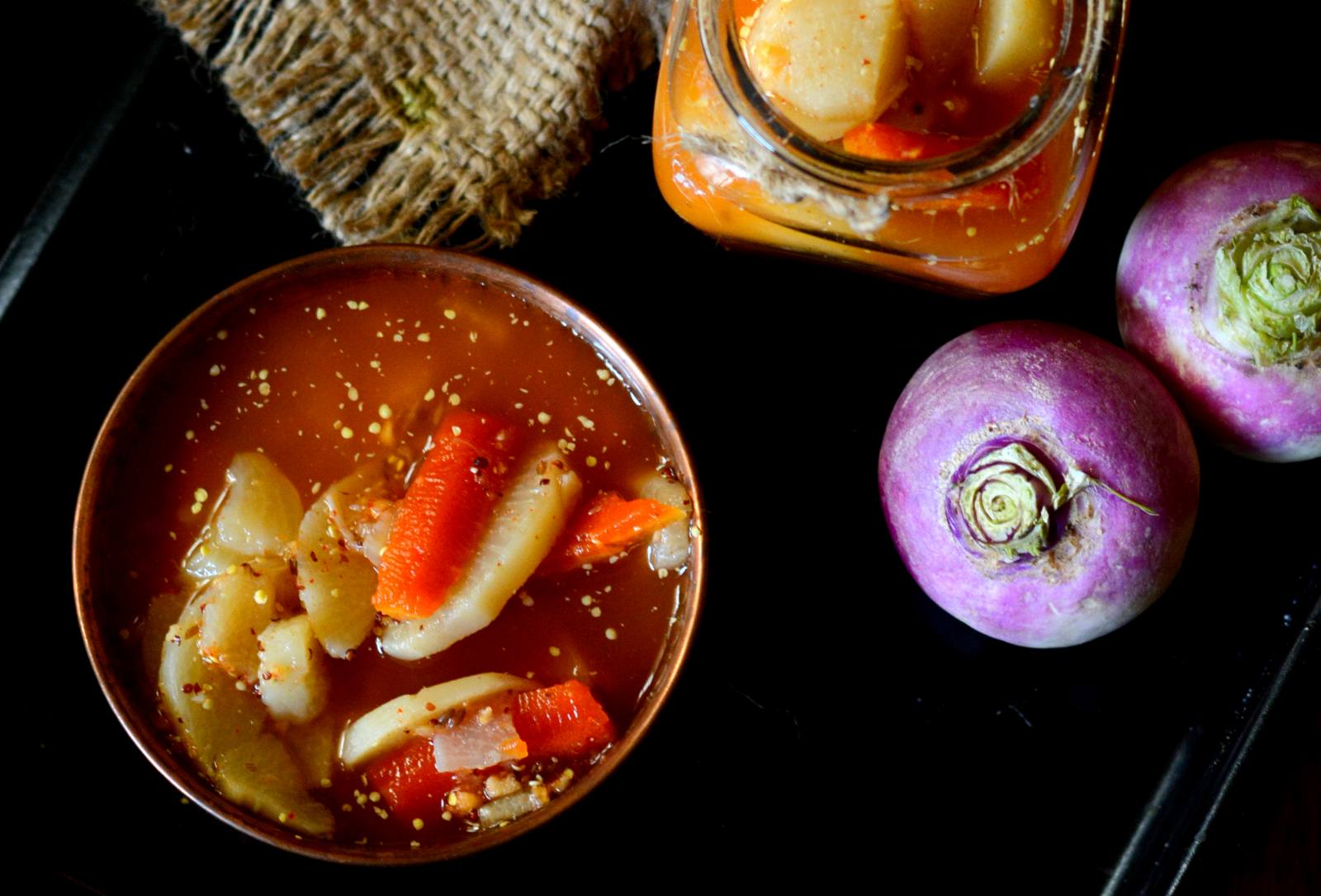 Gajar Shalgam Ka Paani Wala Achar Recipe - Carrot And Turnip Pickle