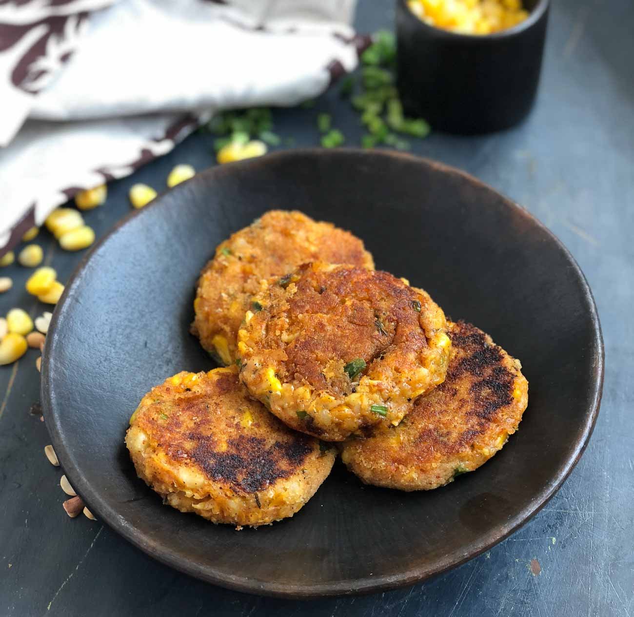 Potato Sweet Corn & Cheese Cutlet  - Cheesy Sweet Corn Patty