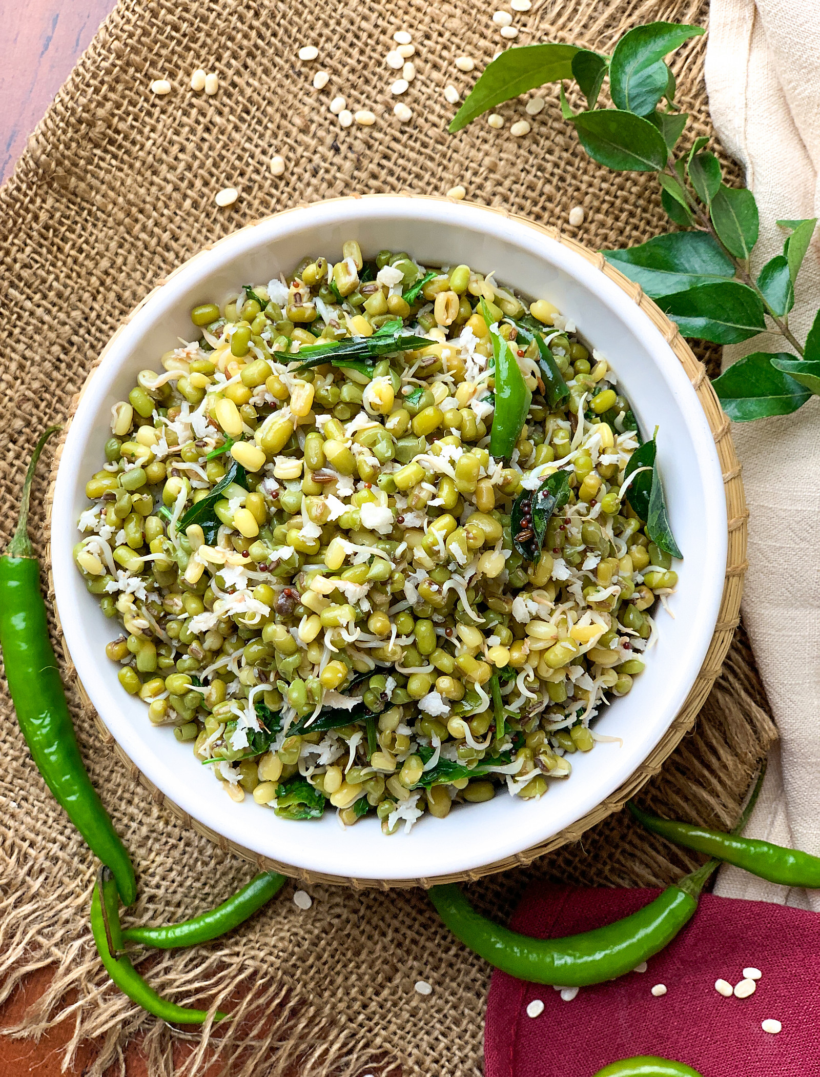 Green Moong Dal Sundal Recipe 