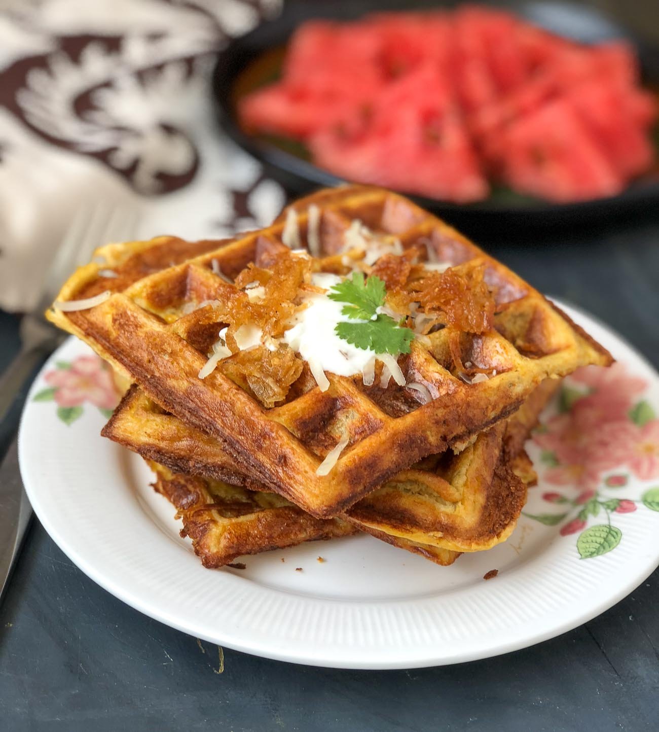 Spicy Sweet Potato Hash Brown Waffles Recipe 