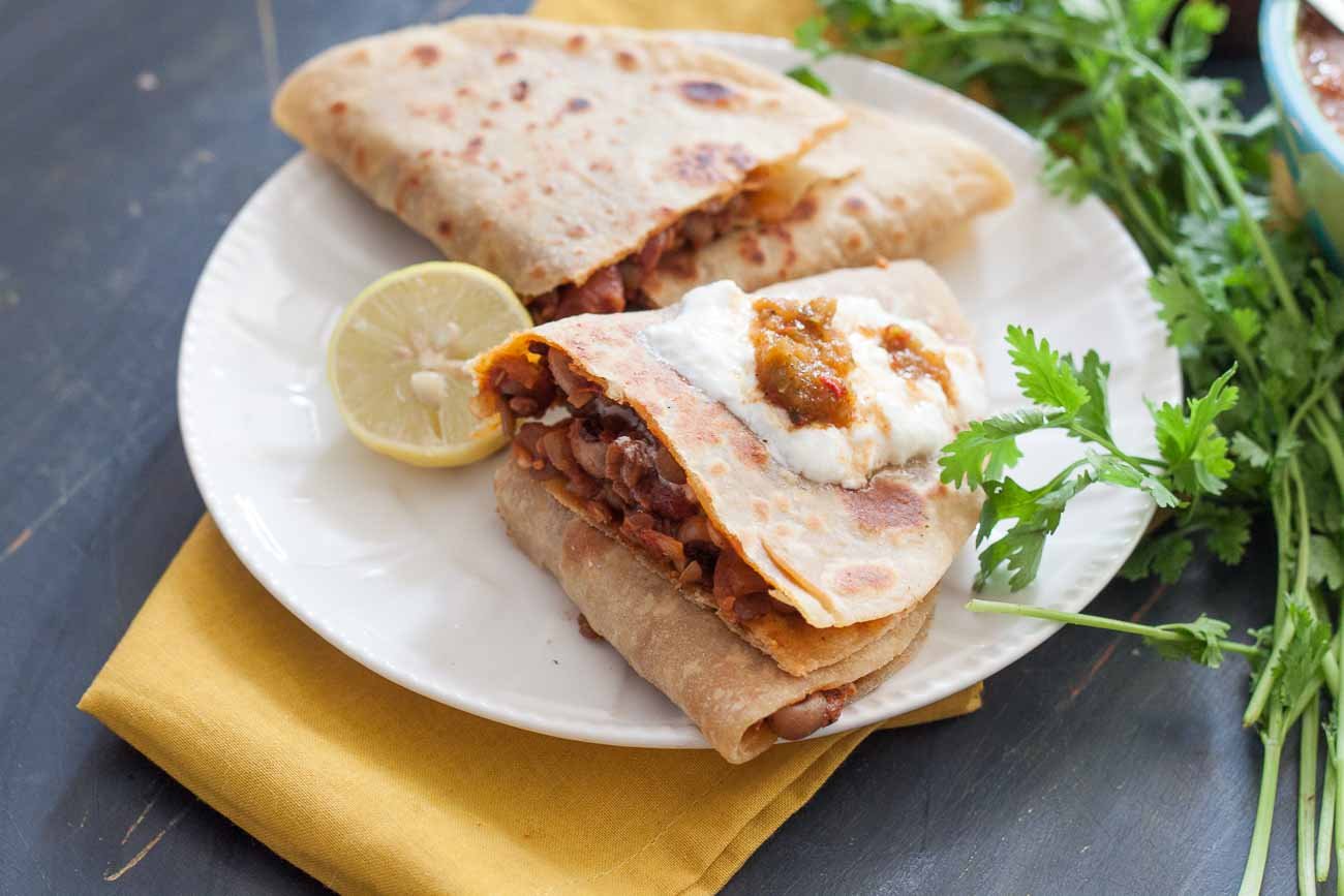 3 beans stuffed quesadilla