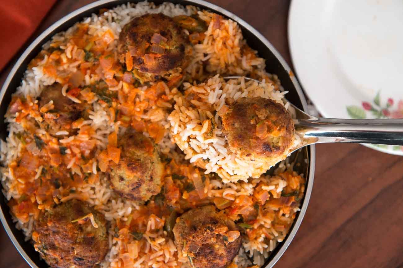 Awadhi Style Chickpea Kofta Biryani Recipe