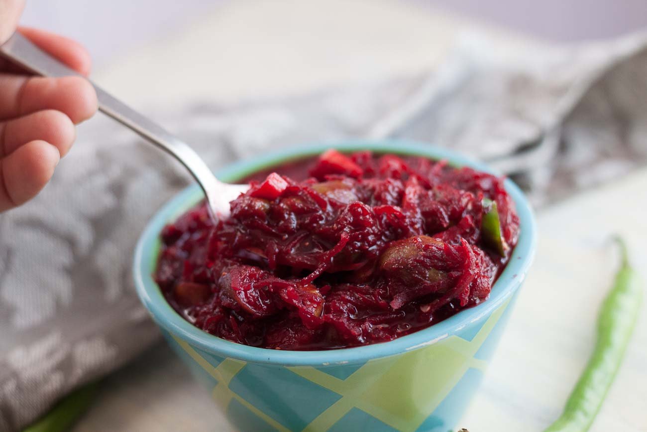 Healthy Beetroot chutney recipe using mixer grinder