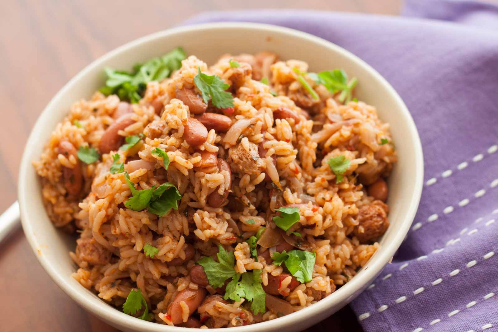 Cajun Kidney beans Rice With Soya Chunks Recipe