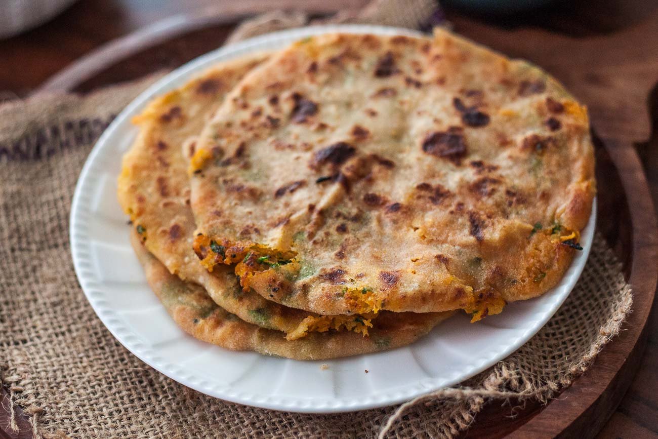 Carrots & Sweet Potato Stuffed Paratha Recipe