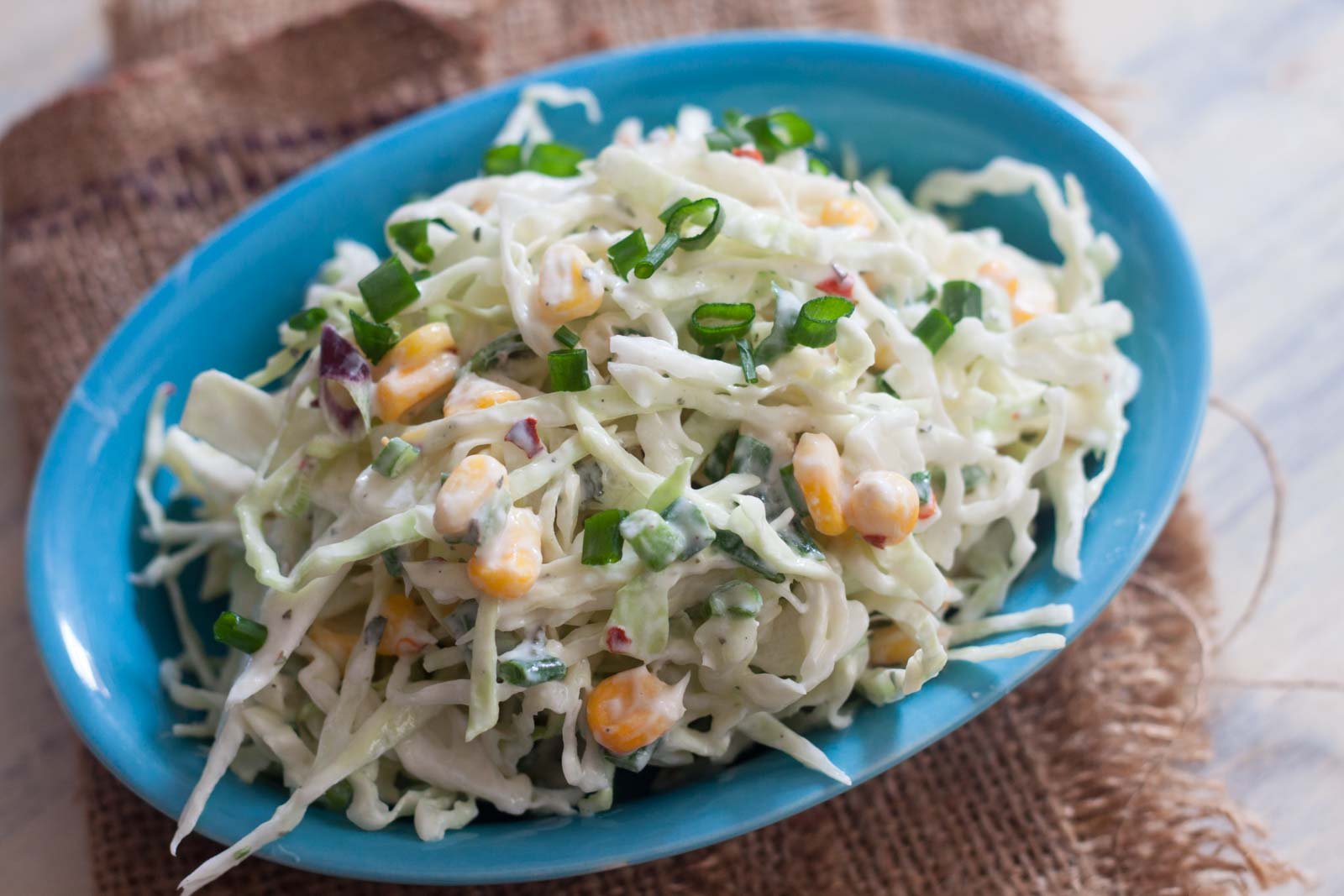 Creamy Cabbage, Sweet Corn Cole Slaw with Hung Curd Recipe