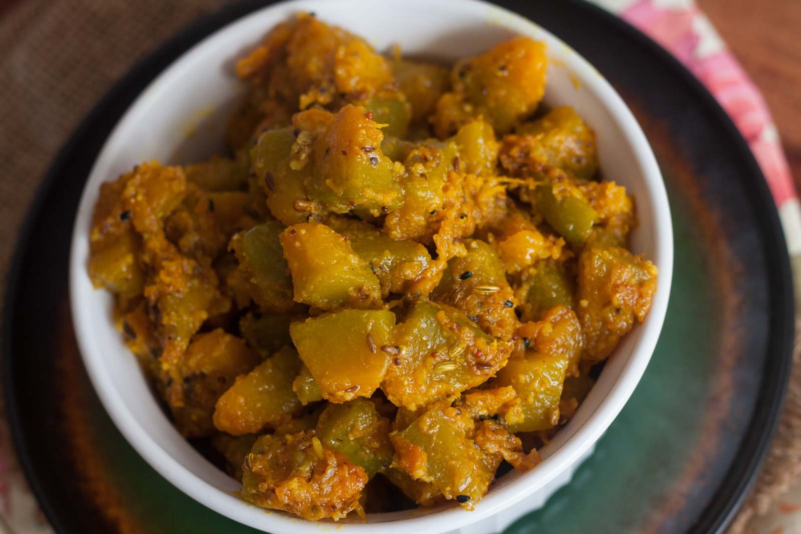 Himachali Pahari Auriya Kaddu Recipe - Himachali Tangy Pumpkin Sabzi