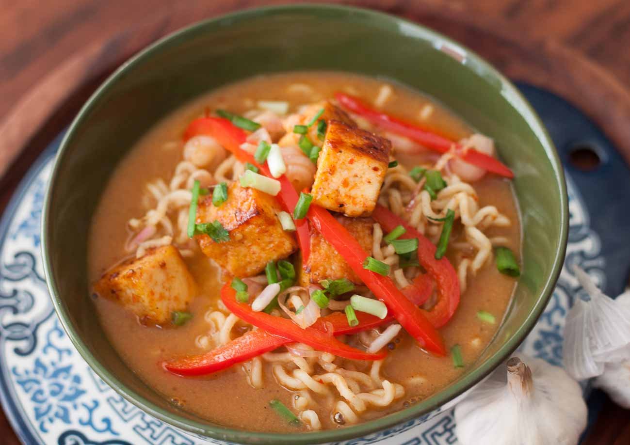 Homemade Spicy Ramen with Tofu Recipe - Pinch of Yum