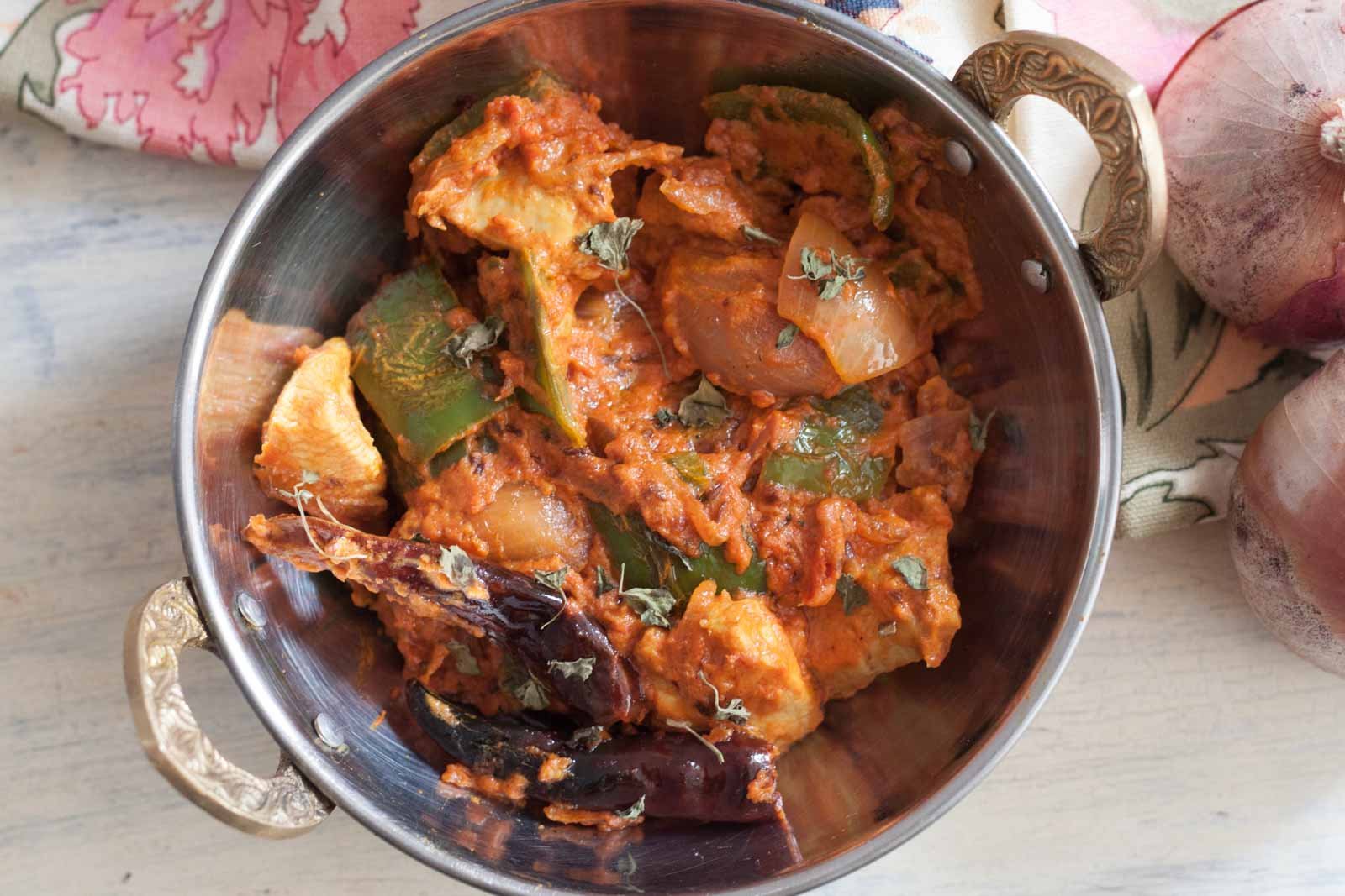 Kadai Chicken Recipe - Chicken Cooked With Onion And Capsicum