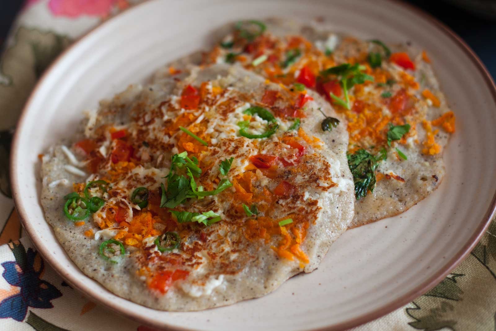 Oats Uttapam topped with Paneer Recipe Oats Uttapam topped with Paneer Recipe