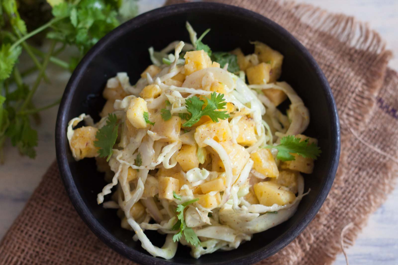 Pineapple, Onions and Cabbage Slaw with Honey Mustard Recipe
