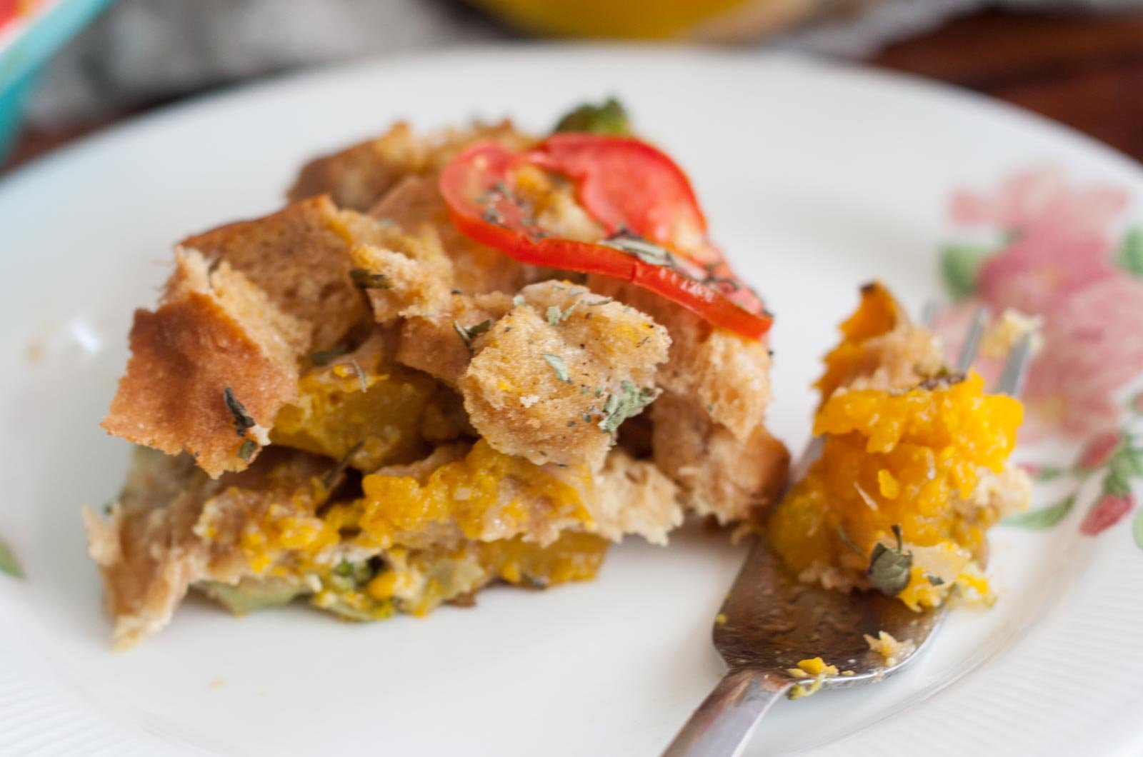 Savory Bread Pudding with Broccoli and Tomato Recipe