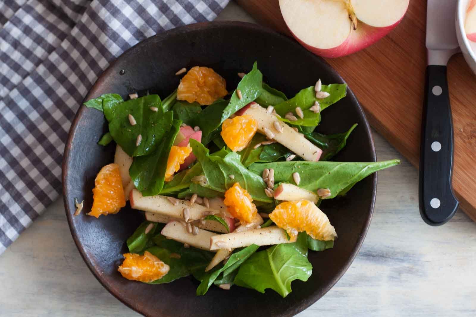 Spinach & Apple Salad Recipe With Orange Dressing
