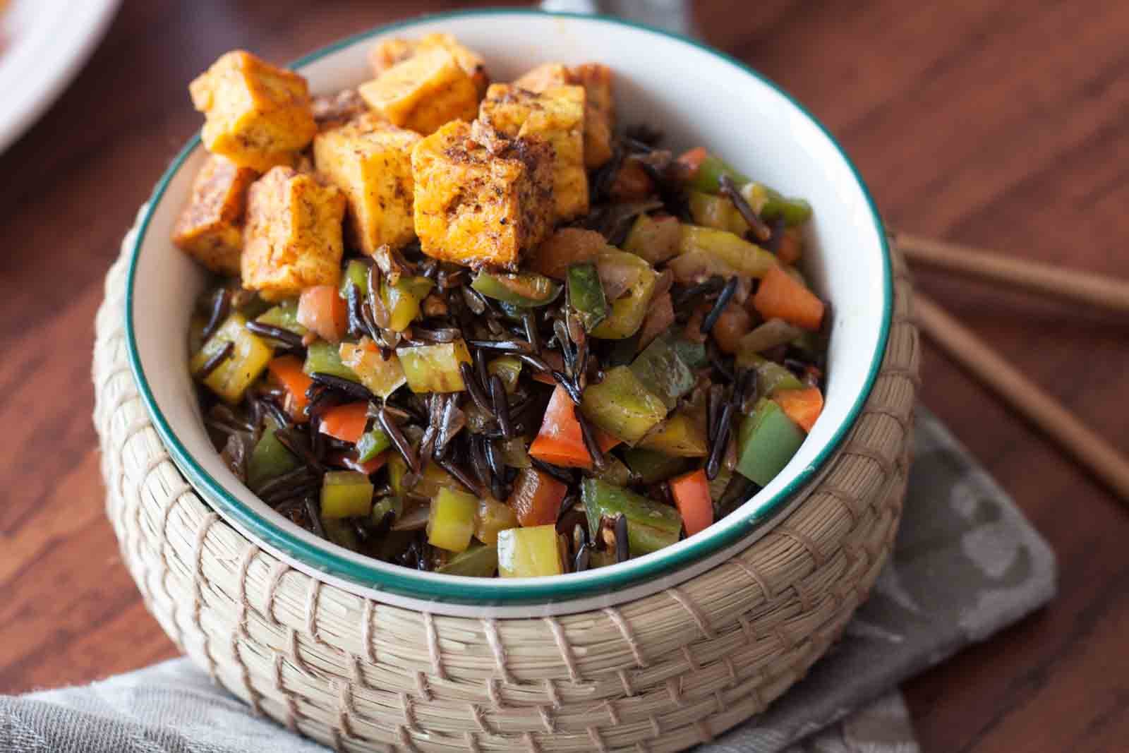 Stir Fried Wild Rice with Peri Peri Tofu Recipe