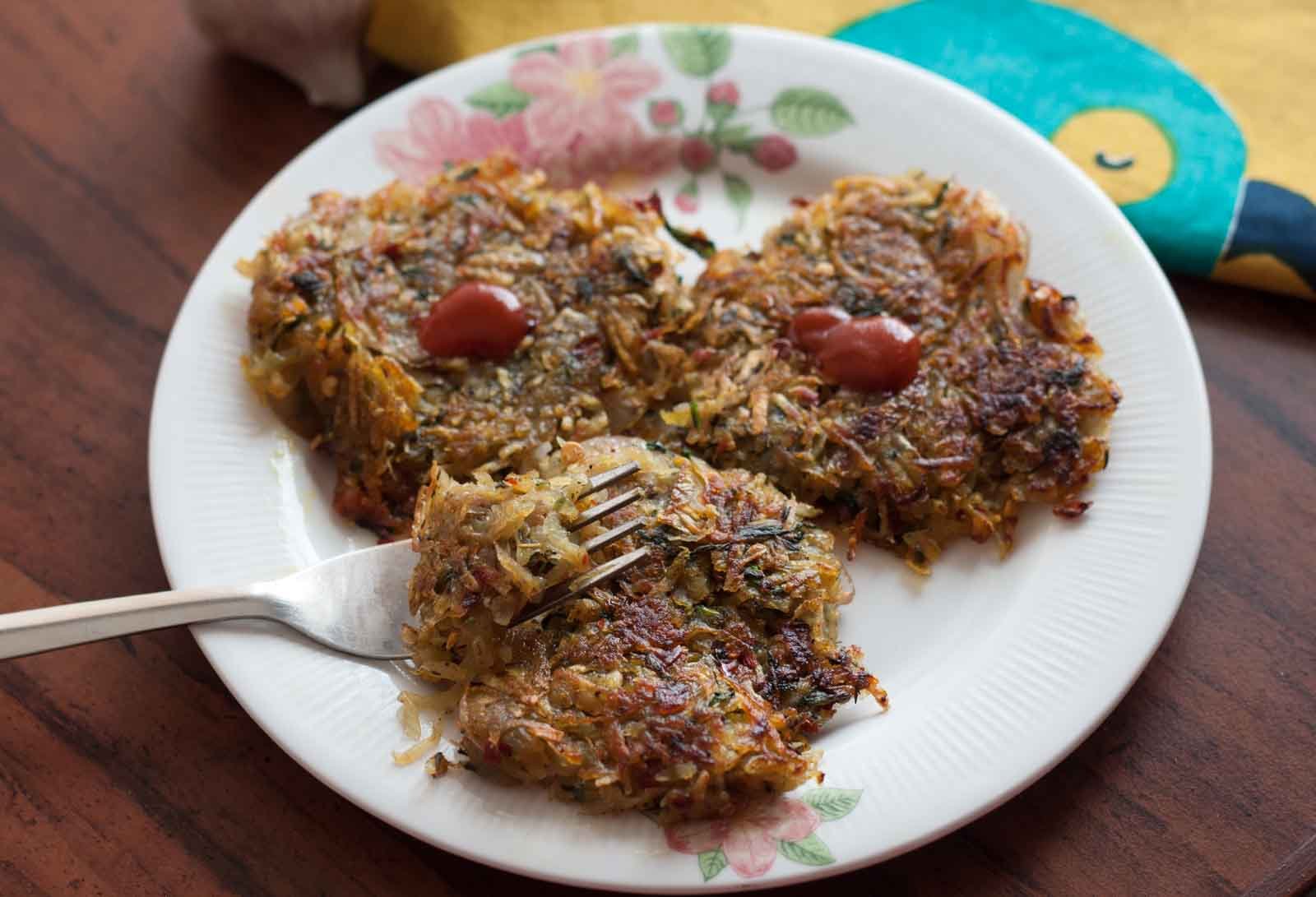 Hash Brown with spinach and sweet potato Recipe