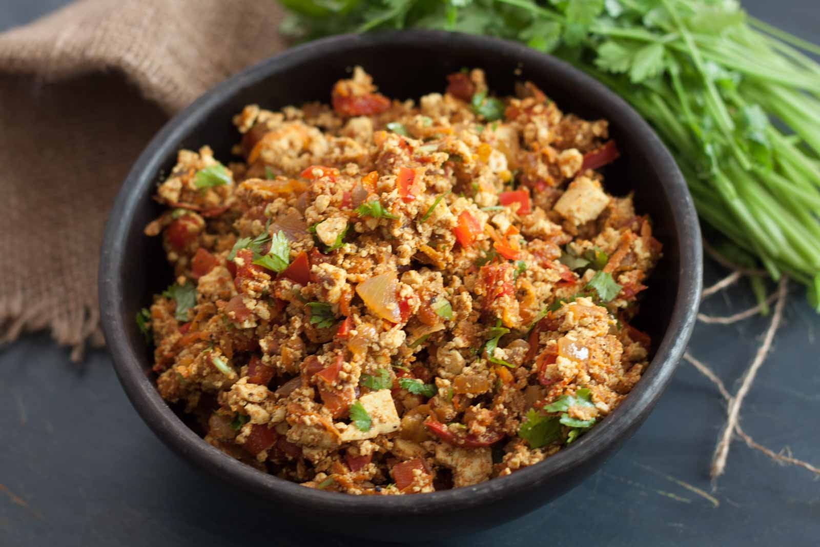 Tofu Bhurji Recipe - Spicy Scrambled Tofu 