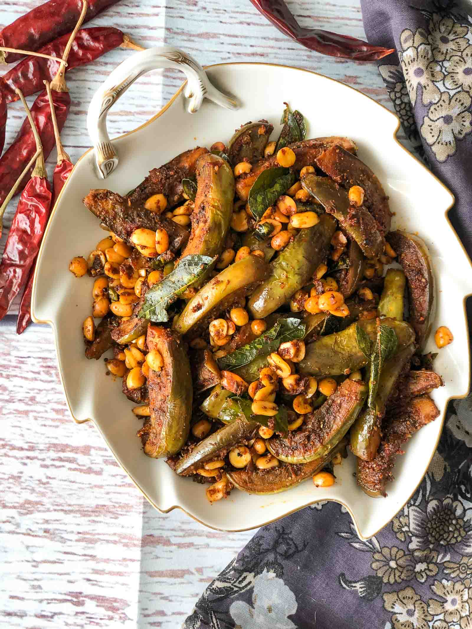 Andhra Vankaya Fry Recipe With Peanuts - Brinjal Peanut Sabzi