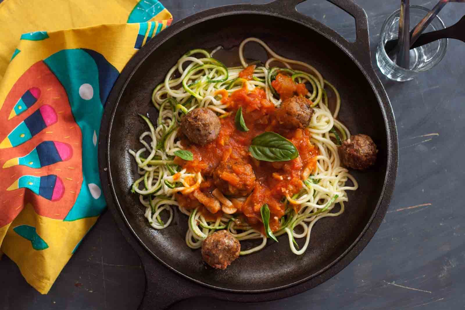 Zucchini Zoodles with mushroom Meatball Recipe by Archana's Kitchen