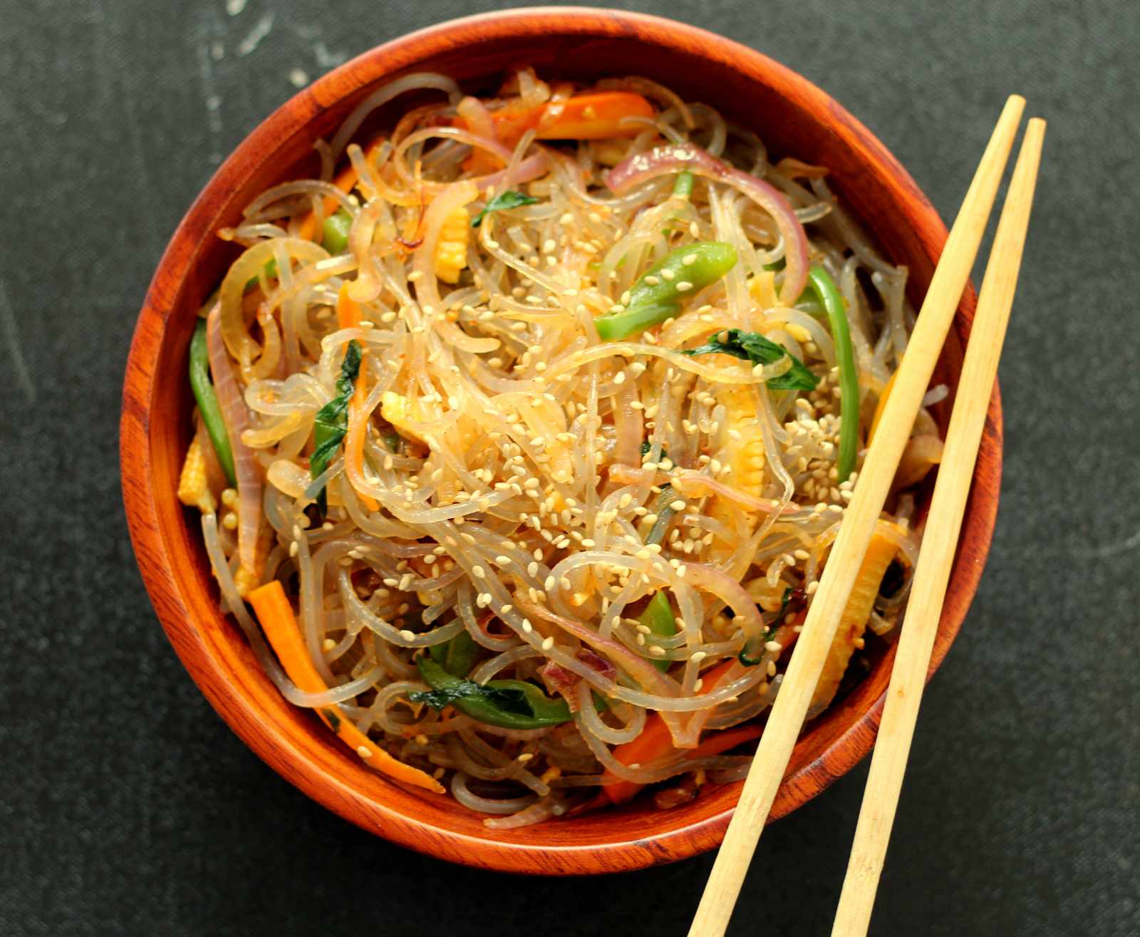 Korean Japchae Noodles Recipe - Sweet Potato Starch Noodles