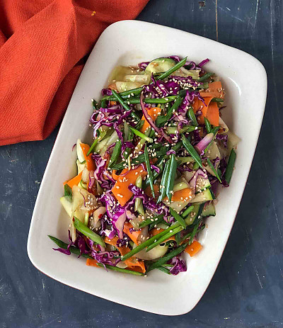Crunchy Asian Vegetable Salad Recipe With Honey Garlic By
