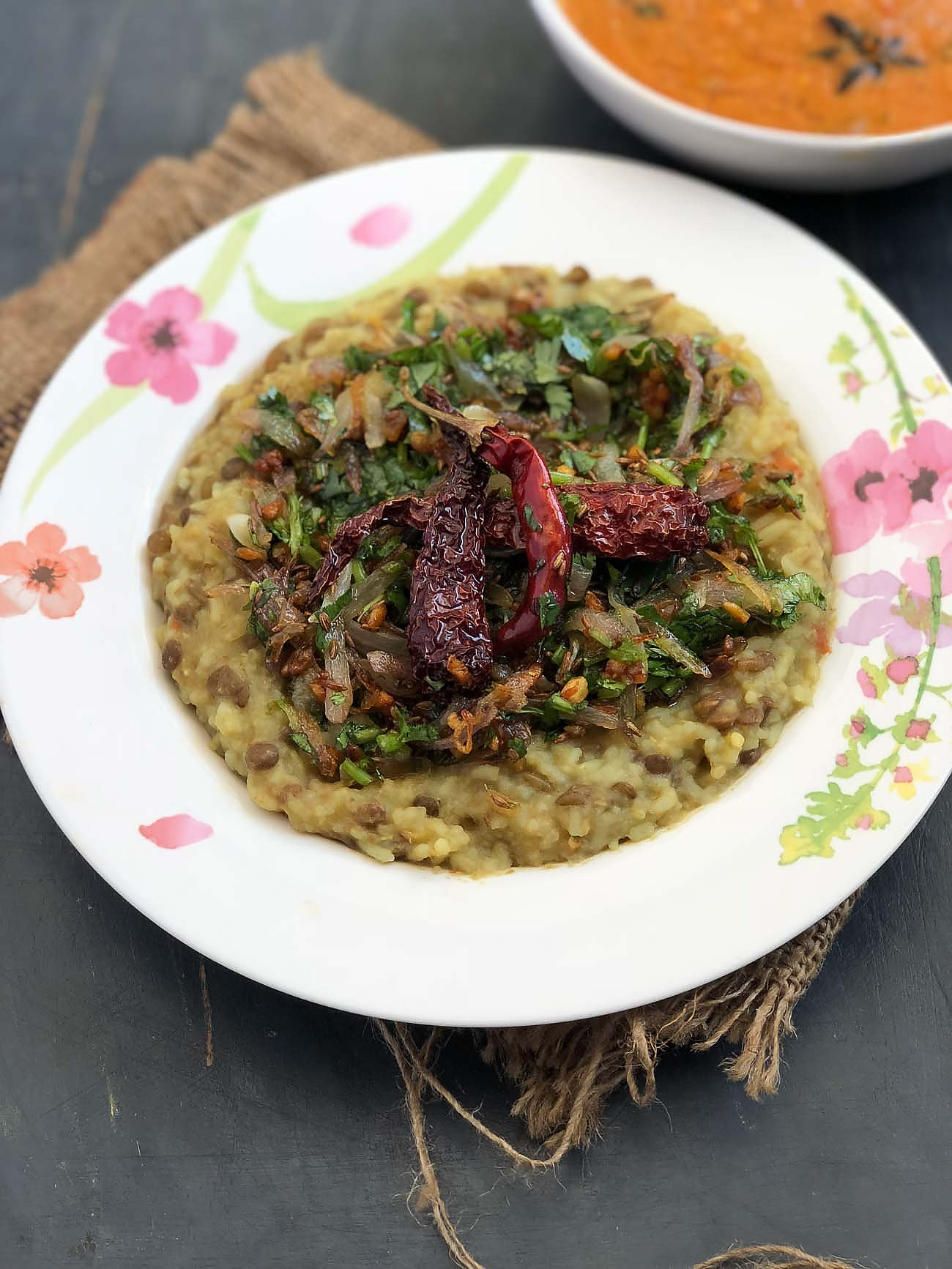 Tadkewali Masoor Dal Khichdi Recipe With Garlic & Onions