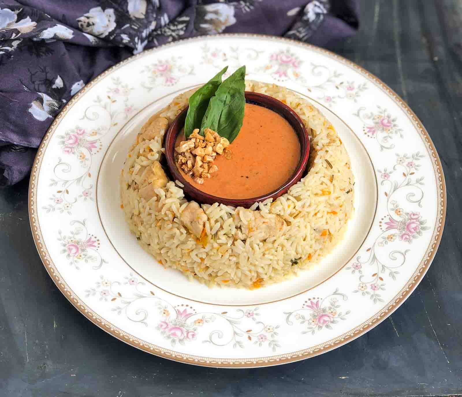 Rosemary Chicken Rice Recipe With Spicy Tomato Garlic Sauce 