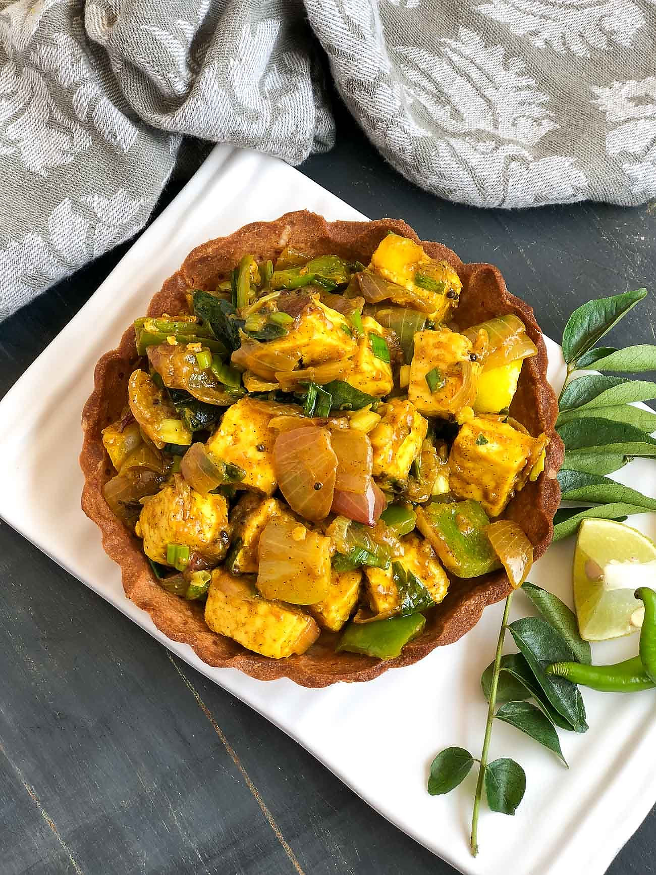 Spicy Lemon Chilli Paneer Tart With Curry Leaves Recipe 