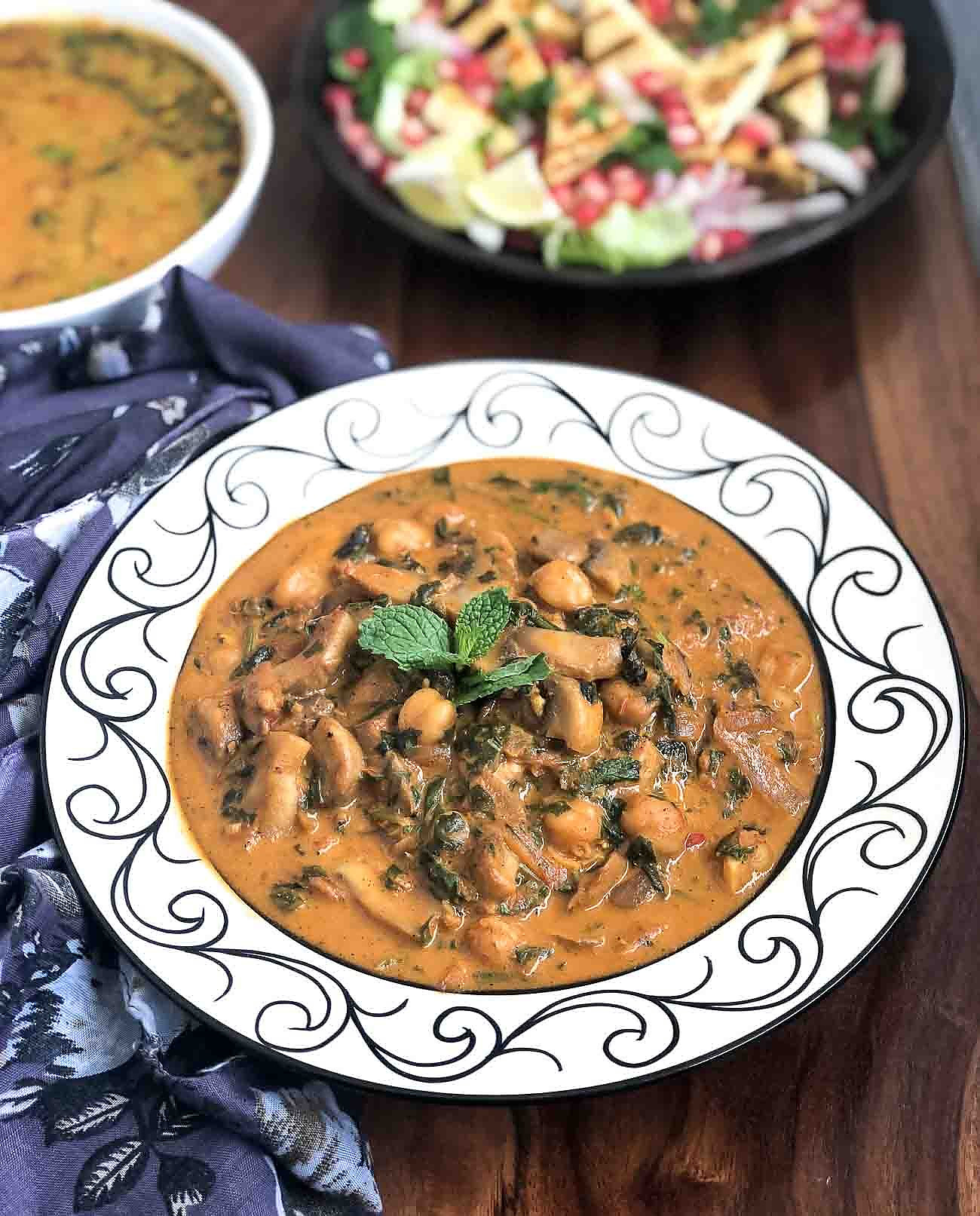 Spinach Mushroom Chickpea Curry Recipe Spinach Mushroom Chickpea Curry Recipe