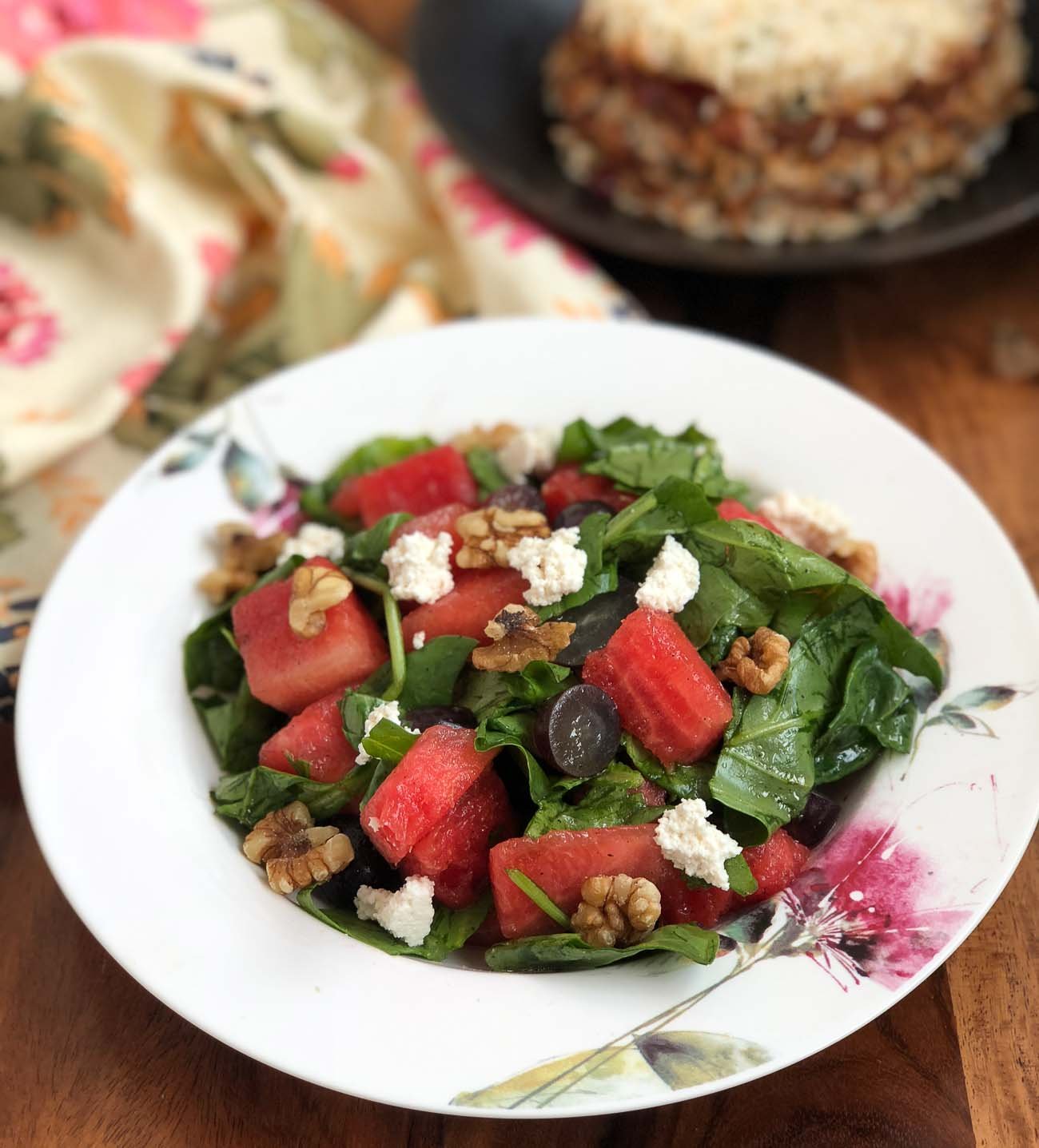 Spinach Watermelon Salad Recipe With Walnuts 