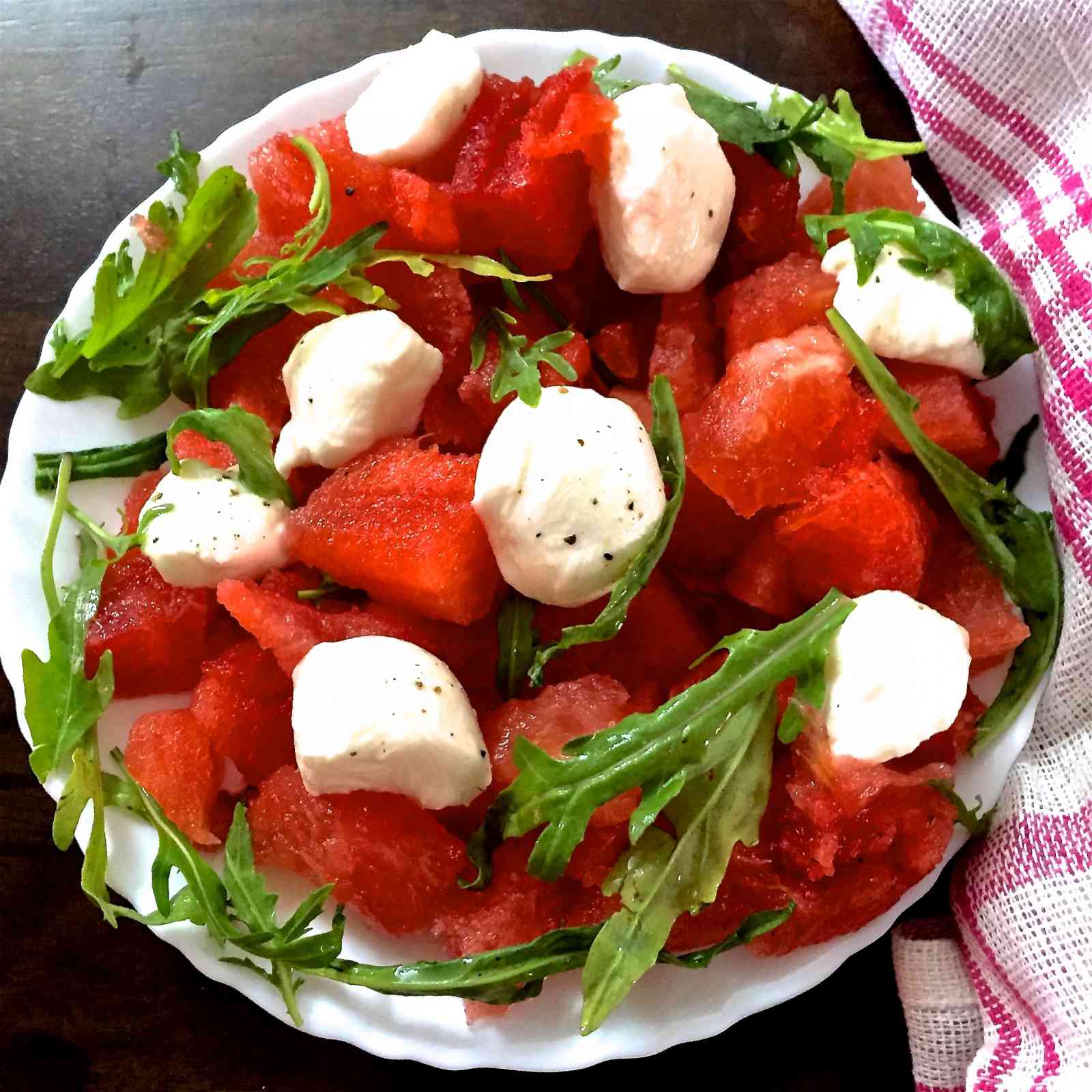 Watermelon Bocconcini Arugula Salad Recipe