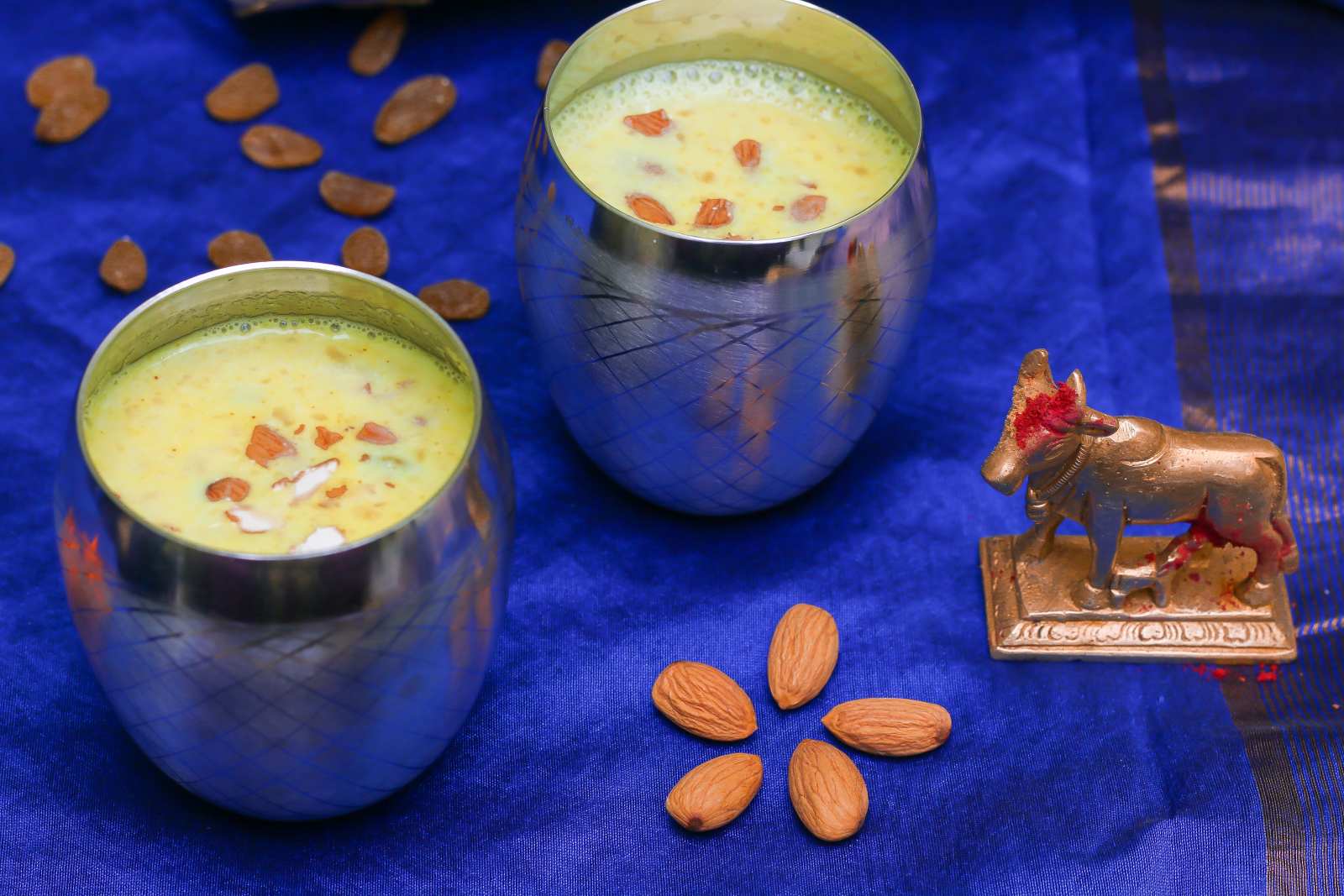 Rose Flavoured Golden Almond Milk Recipe - Badam Doodh