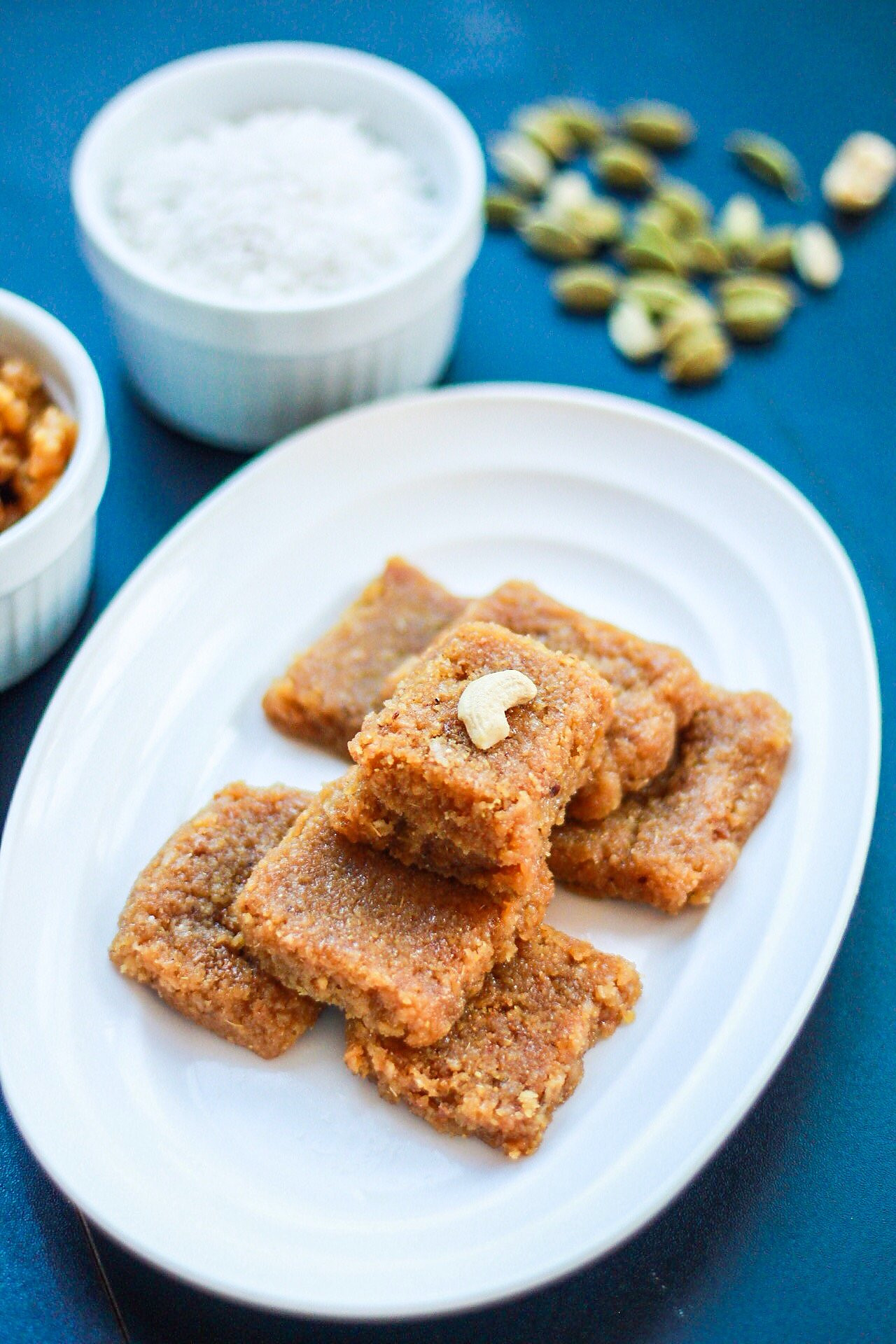 Coconut Jaggery Burfi Recipe 